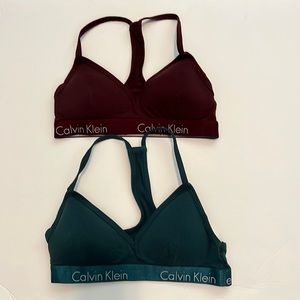 Calvin Klein Deep Red and Dark Green Bras